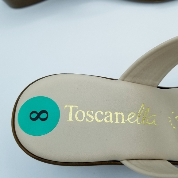 Toscanella Made in Italy Women's Mimma Natural Double Band Wedge Sandals NWOT - Picture 2 of 11